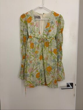 Rare young Edwardian by arpeja Floral V-Neck Babydoll Dress size XS/S